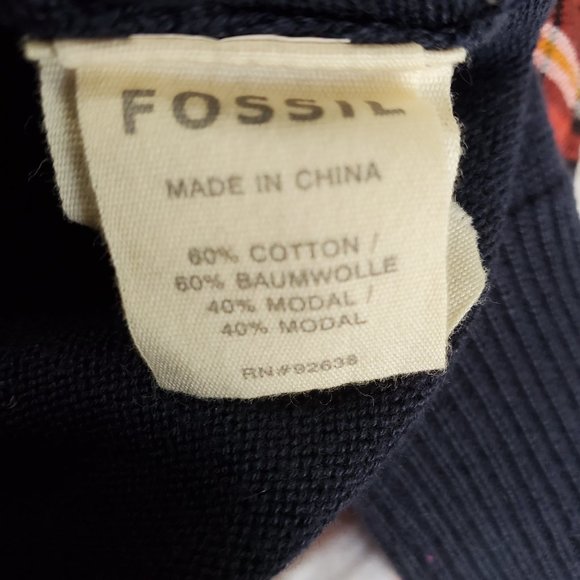 Women's Navy Blue Vintage Fossil Cardigan Button Down with Front Pockets Size XS - Picture 6 of 6